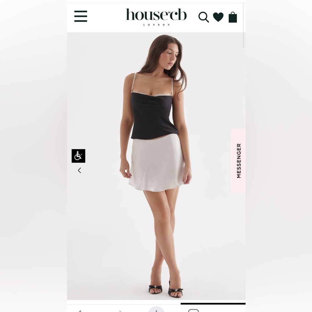 NWT HOUSE OF CB Malala Satin mini skirt Off White
